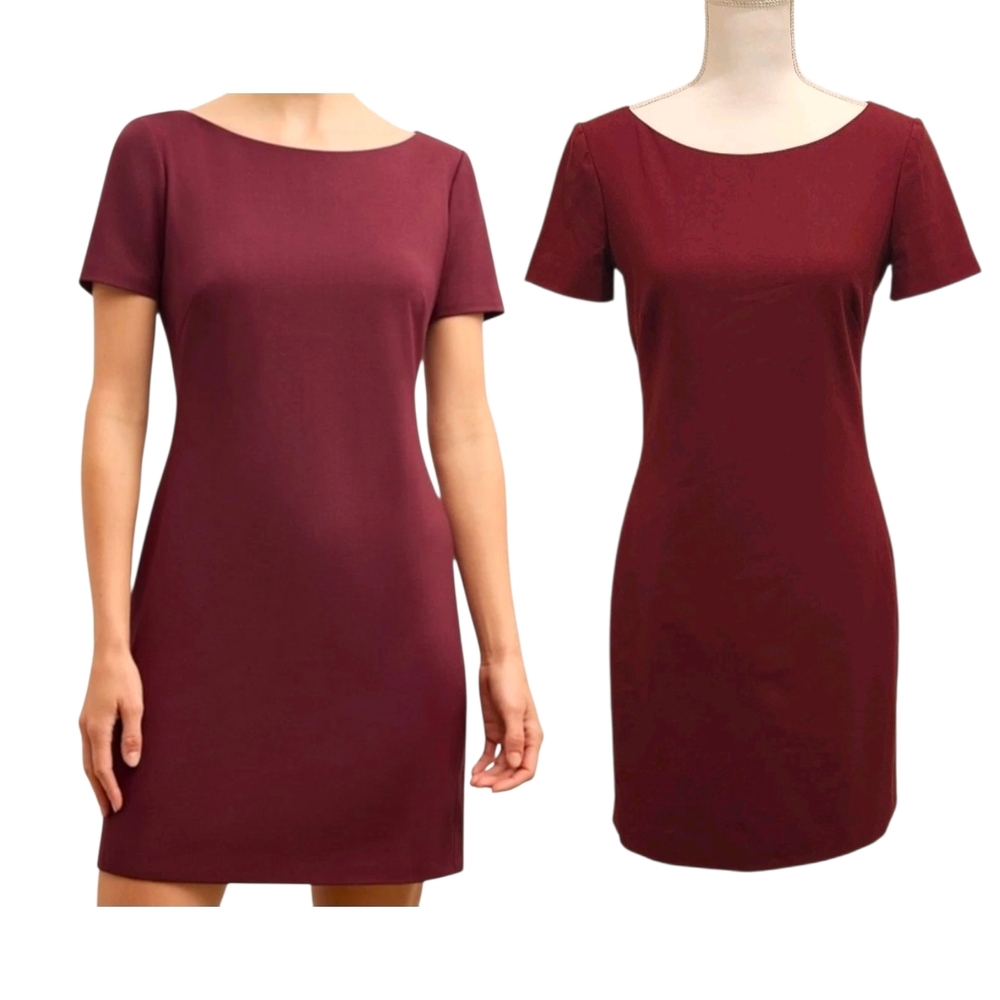 M.M. Lafleur Size 2 The Rosie Boatneck SS Italian Wool Twill Shiraz Shift Dress